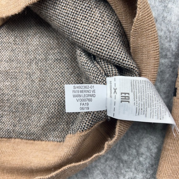 Banana Republic Sweater Womens Small Leopard‎ Merino Wool Blend V Neck Pullover - Picture 10 of 11